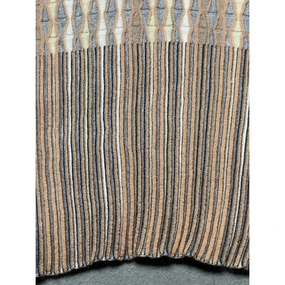 Women's M Sweater Top‎ Anthropologie Nessa Striped Smocked Gray Orange Wool Boho